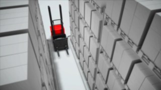 Der Gangsicherheitsassistent von Linde Material Handling im Einsatz. Der Gangsicherheitsassistent von Linde Material Handling im Einsatz.