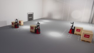 Automatisierte Lösungen von Linde zum Transport vom Boden zum Boden Beispiel eines automatisierten Transports vom Boden zum Boden