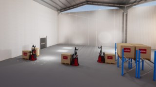 Automatisierte Lösungen von Linde zum Transport vom Boden zum Regal Beispiel eines automatisierten Transports vom Boden zum Regal