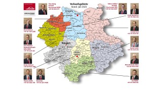 Verkaufsgebiete mit zuständigem Gebietsverkaufsleiter von Richter Fördertechnik