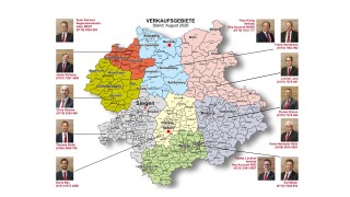 Verkaufsgebiete mit zuständigem Gebietsverkaufsleiter von Richter Fördertechnik